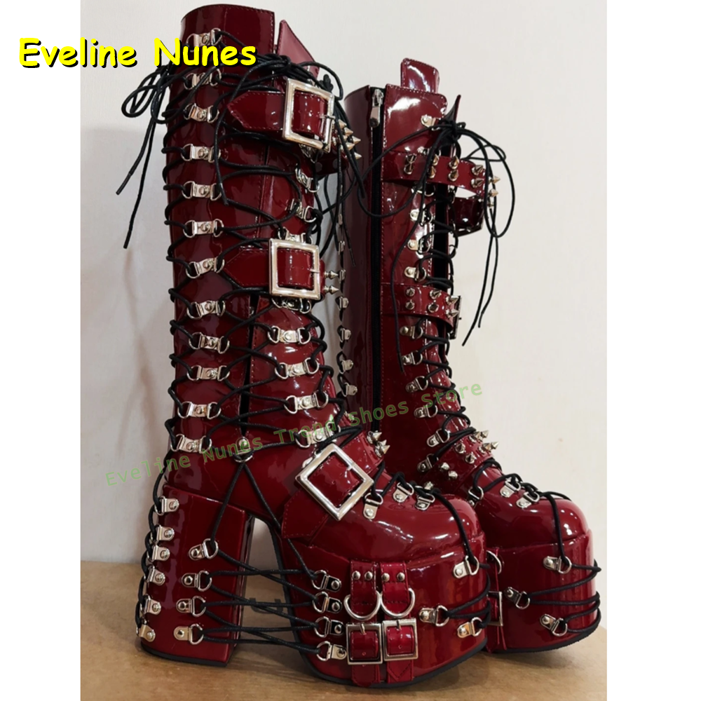 Platform Sneakers Chunky - Красные готические ботинки Y2K на платформе