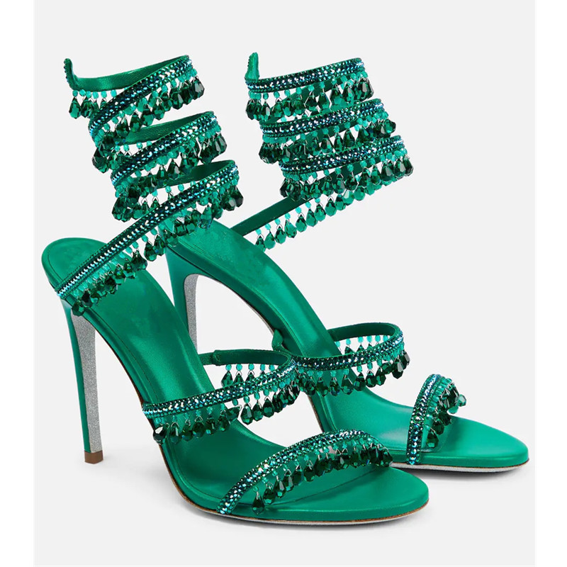 Ankle Strap Heels - Сексуальные зеленые босоножки на шпильке с