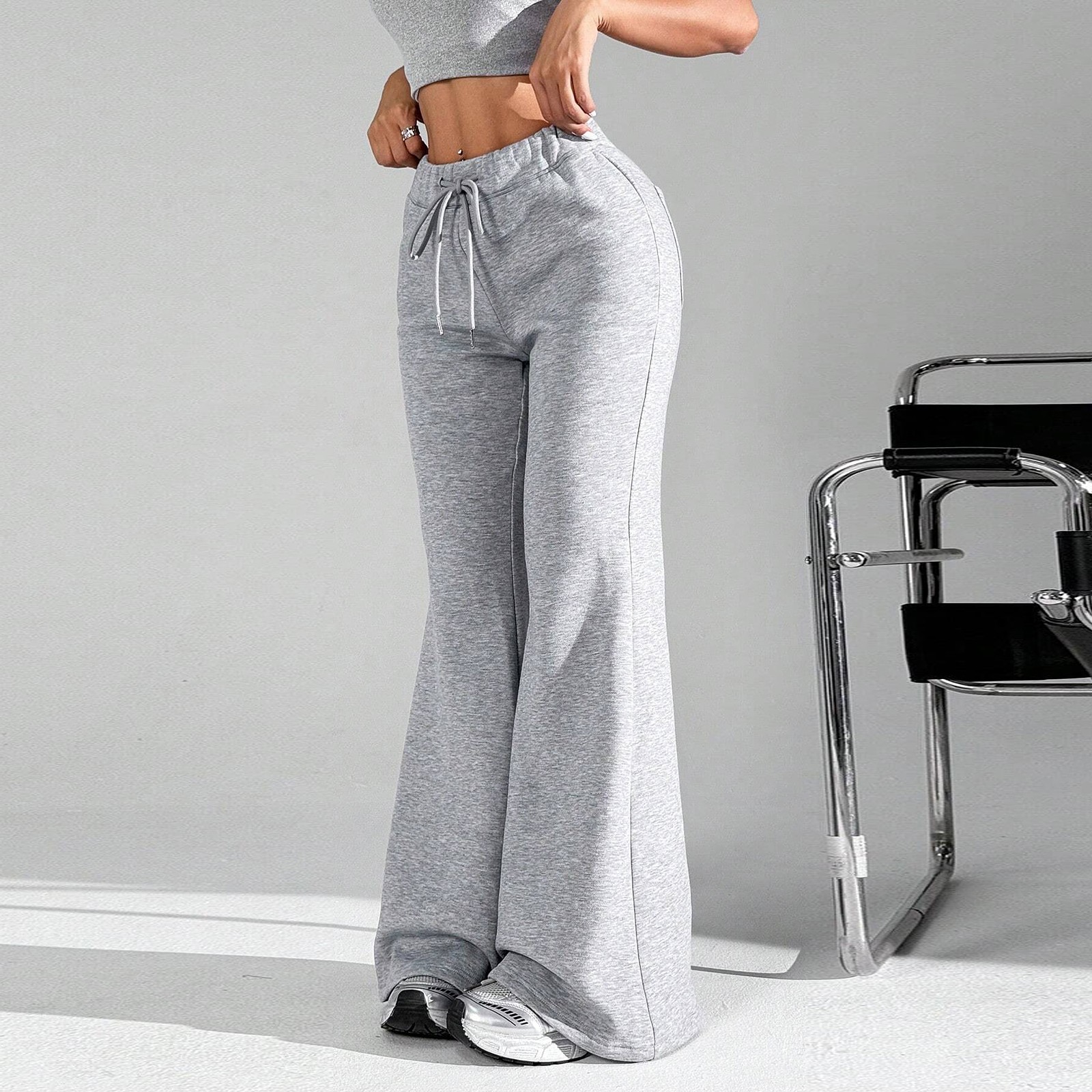 Women Shoes Joggers - Однотонные расклешенные элегантные брюки-карго, леггинсы, брюки