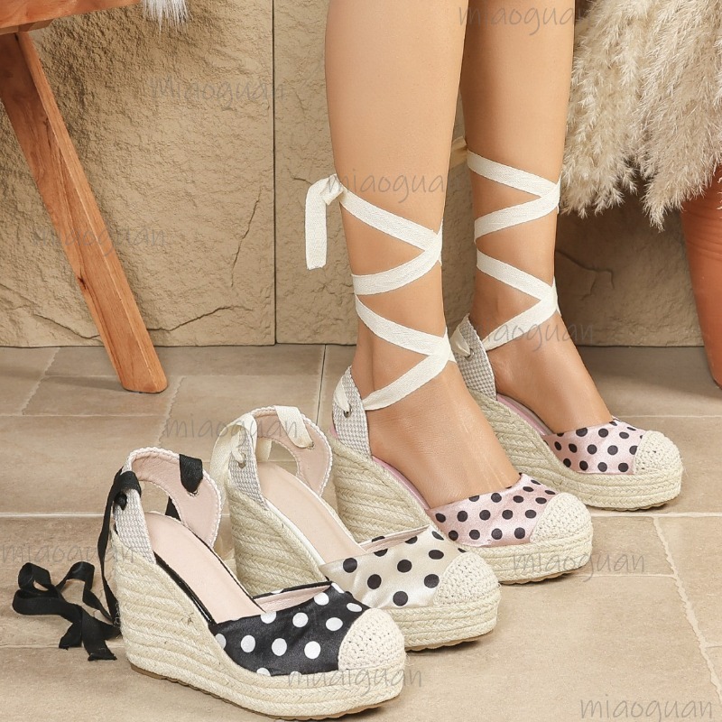 Ribbon Tie Heel - Новые женские эспадрильи на танкетке с