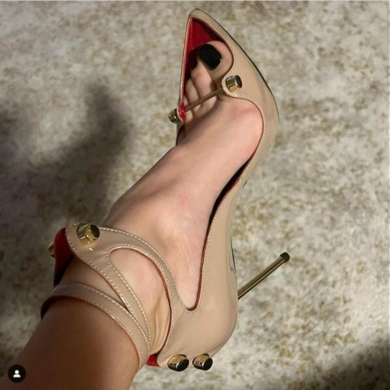 Women'S Shoes Hands Free - Металлические босоножки на высоком каблуке 10