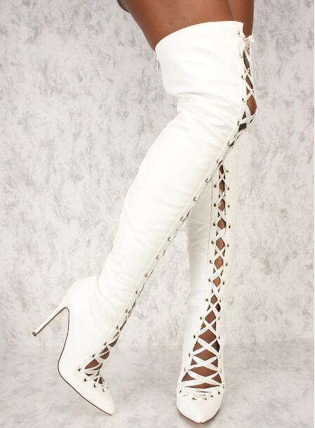 Ribbon Tie Heel - Модные женские белые, черные однотонные замшевые