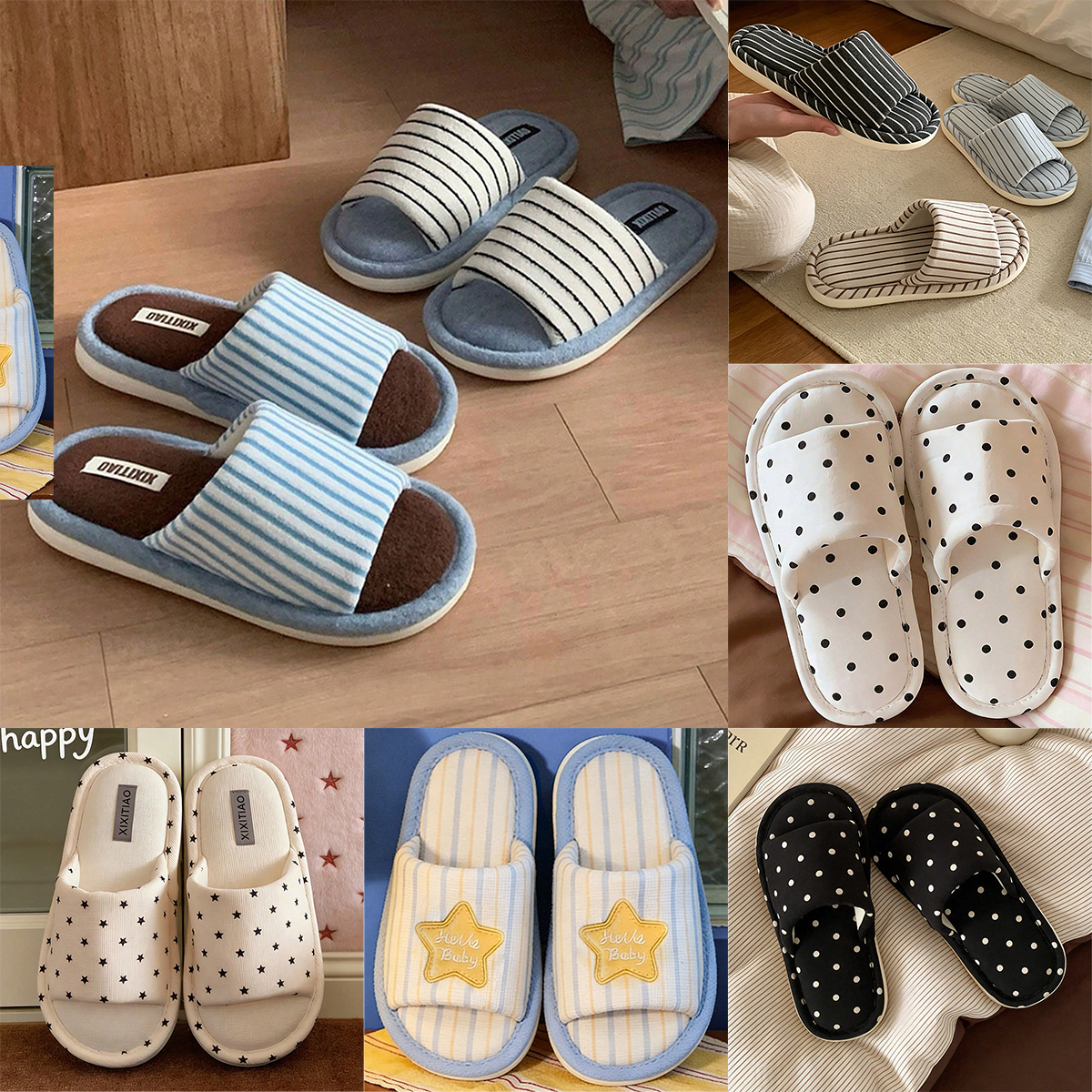 Women'S Shoes Popular - Женские домашние меховые тапочки с полосатым