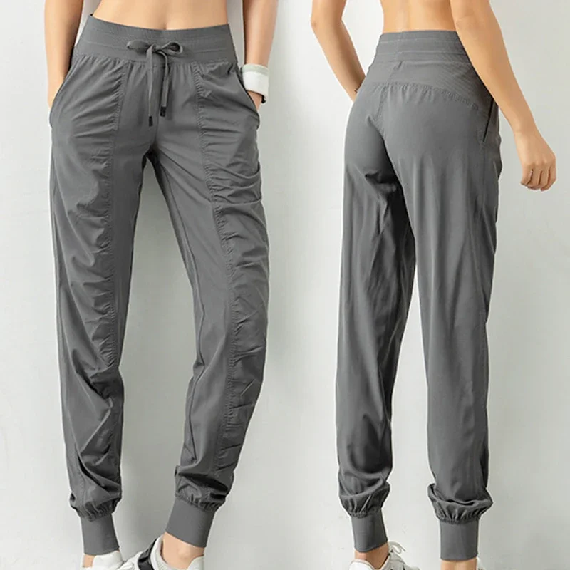 Women Shoes Joggers - Спортивные штаны из ткани на шнурке,