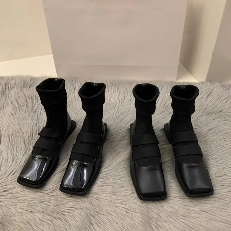 Women Shoes Zara - Квадратные вязаные носки в британском стиле,