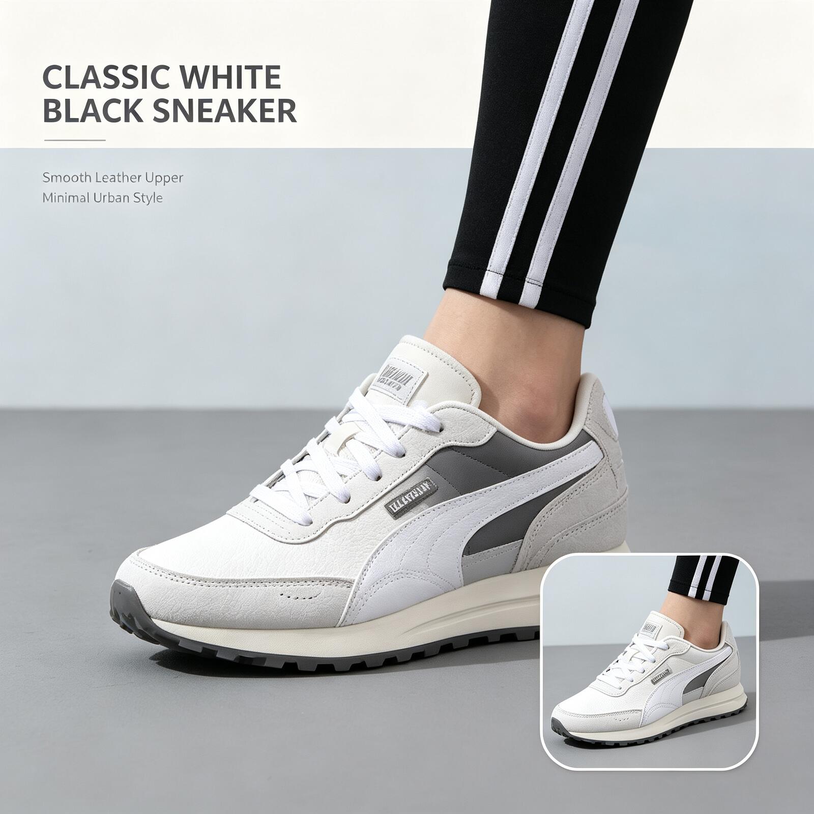 Women'S Shoes Puma Sneakers - Мужские бело-черные низкие кроссовки PUMA Classic