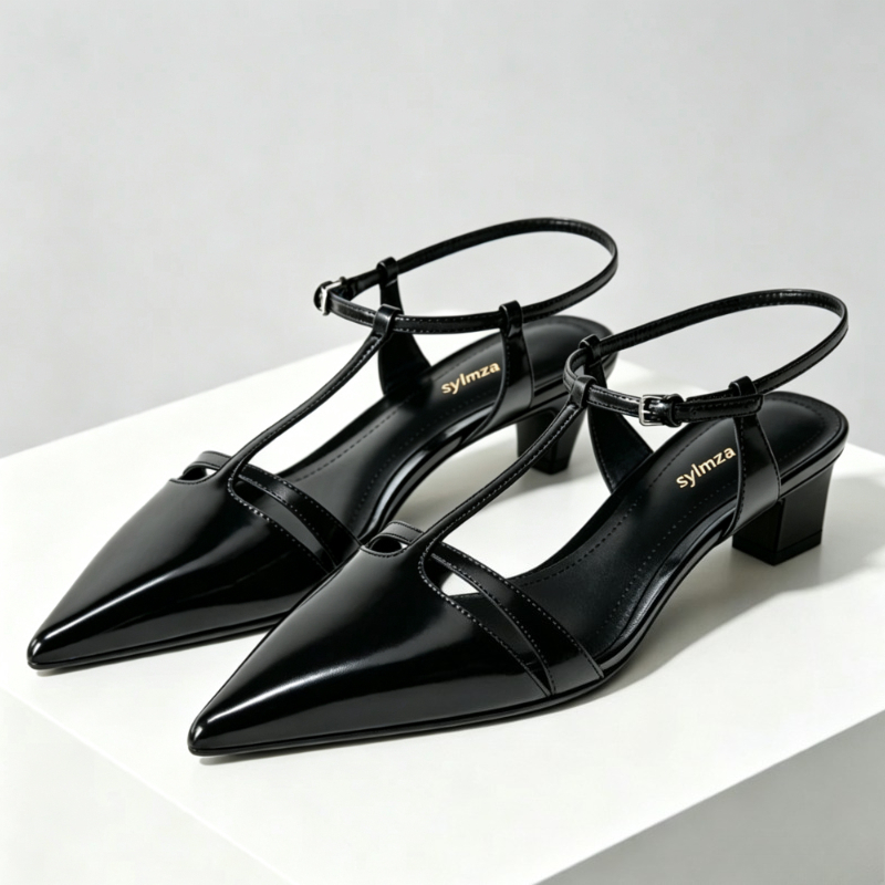 Ankle Strap Heels - Женские туфли-лодочки из лакированной кожи на