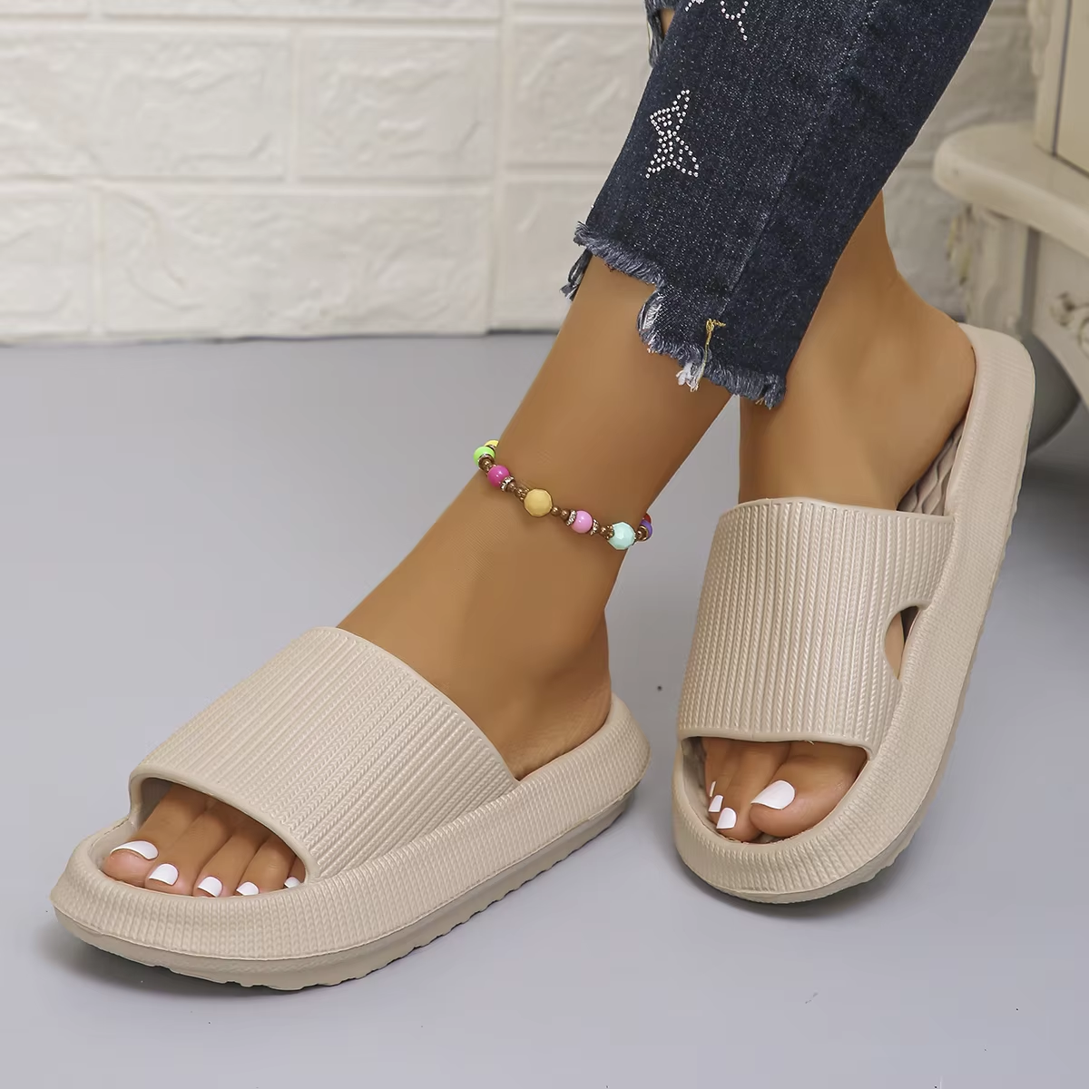 Women'S Shoes For Flat Feet - Женские тапочки-облака с толстой подошвой, мягкие,
