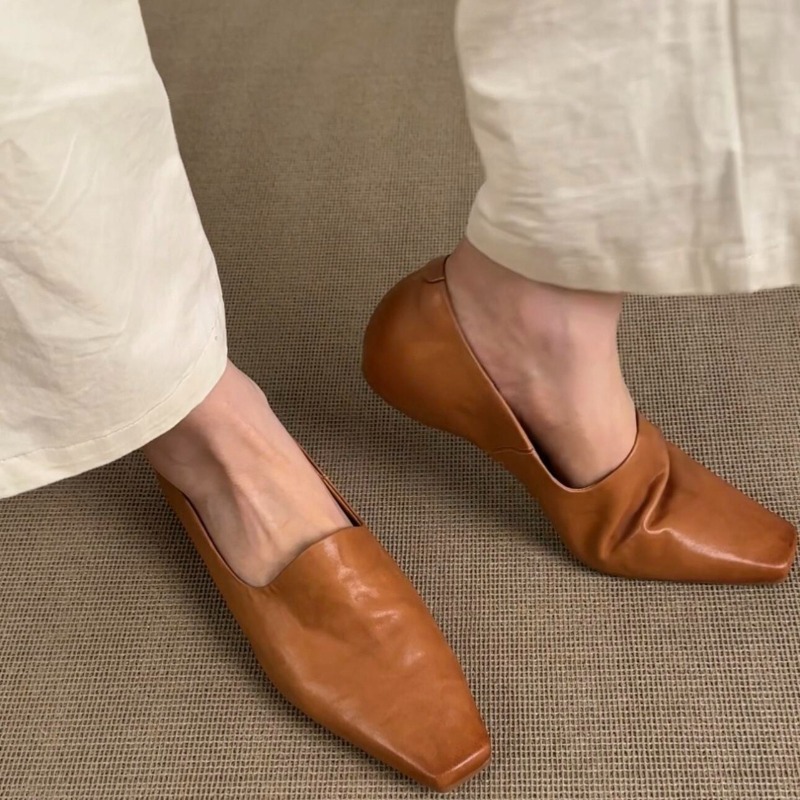 Women Shoes Loafers - Ретро-лоферы женские, без застежек, в британском
