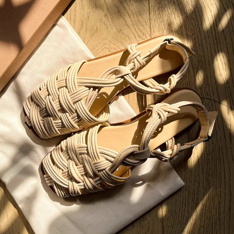 Women'S Shoes Hands Free - Винтажные плетеные римские сандалии с плоской