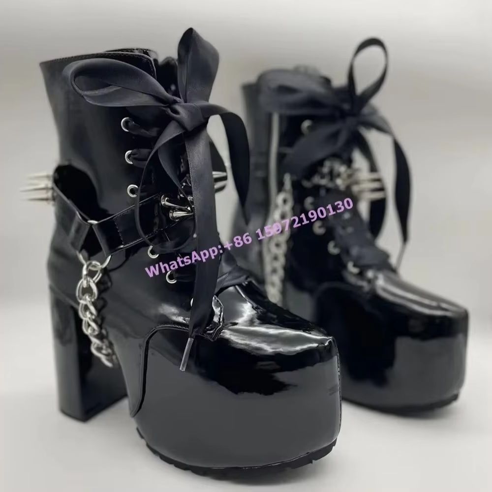 Ботинки-челси черные с лентами – обзор и цена Ribbon Tie Heel