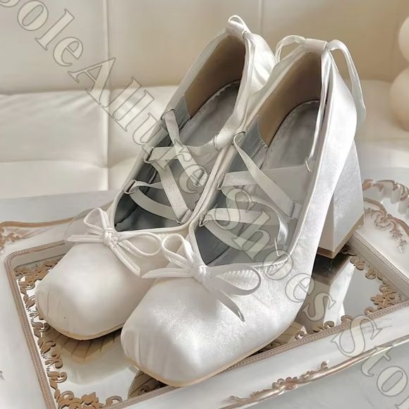 Женские балетки Y2K с атласным – обзор и цена Ribbon Tie Heel
