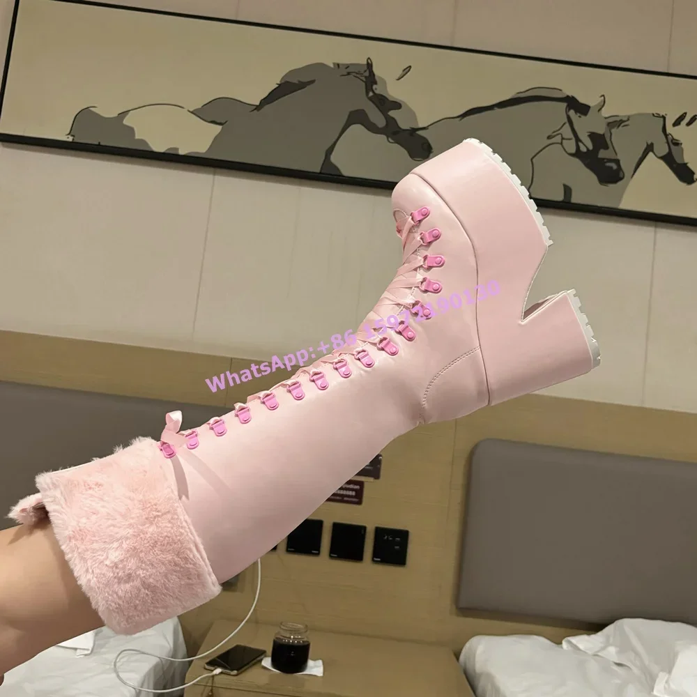 Розовые пушистые сапоги на тол – обзор и цена Ribbon Tie Heel