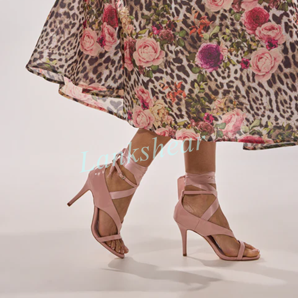 Розовые лакированные босоножки – обзор и цена Ribbon Tie Heel