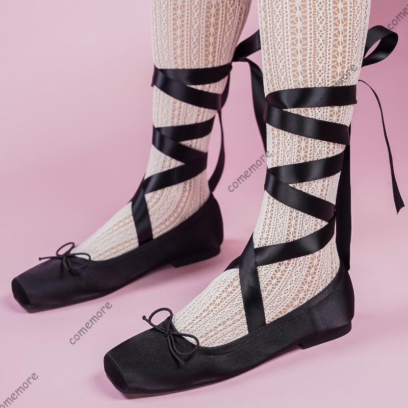 Женские балетки на атласной ле – обзор и цена Ribbon Tie Heel