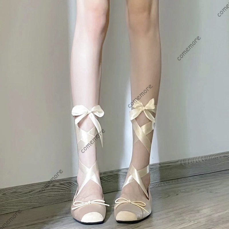 Женские балетки на атласной ле – обзор и цена Ribbon Tie Heel