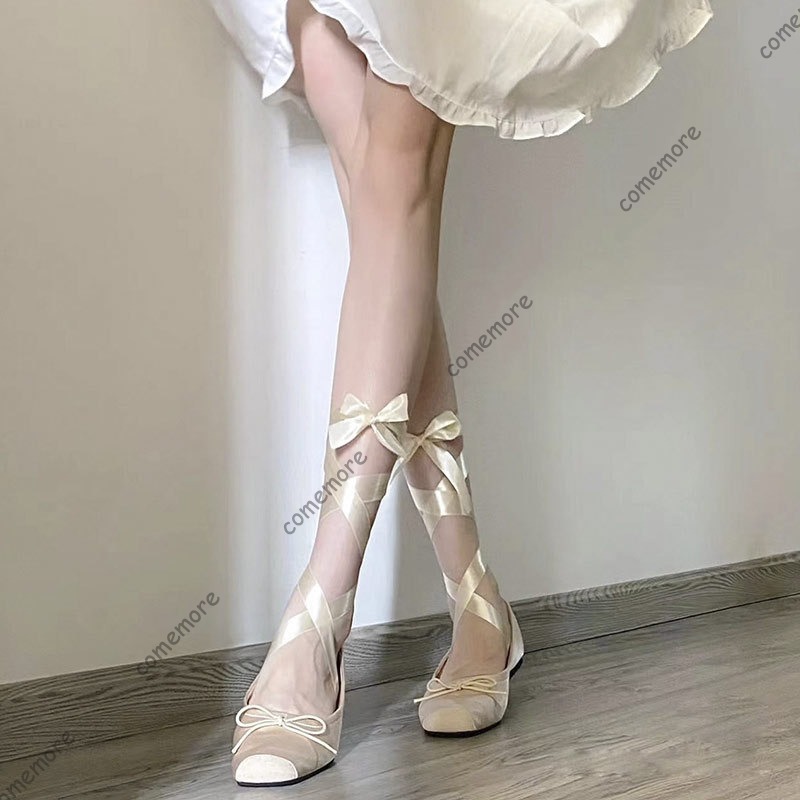 Женские балетки на атласной ле – обзор и цена Ribbon Tie Heel